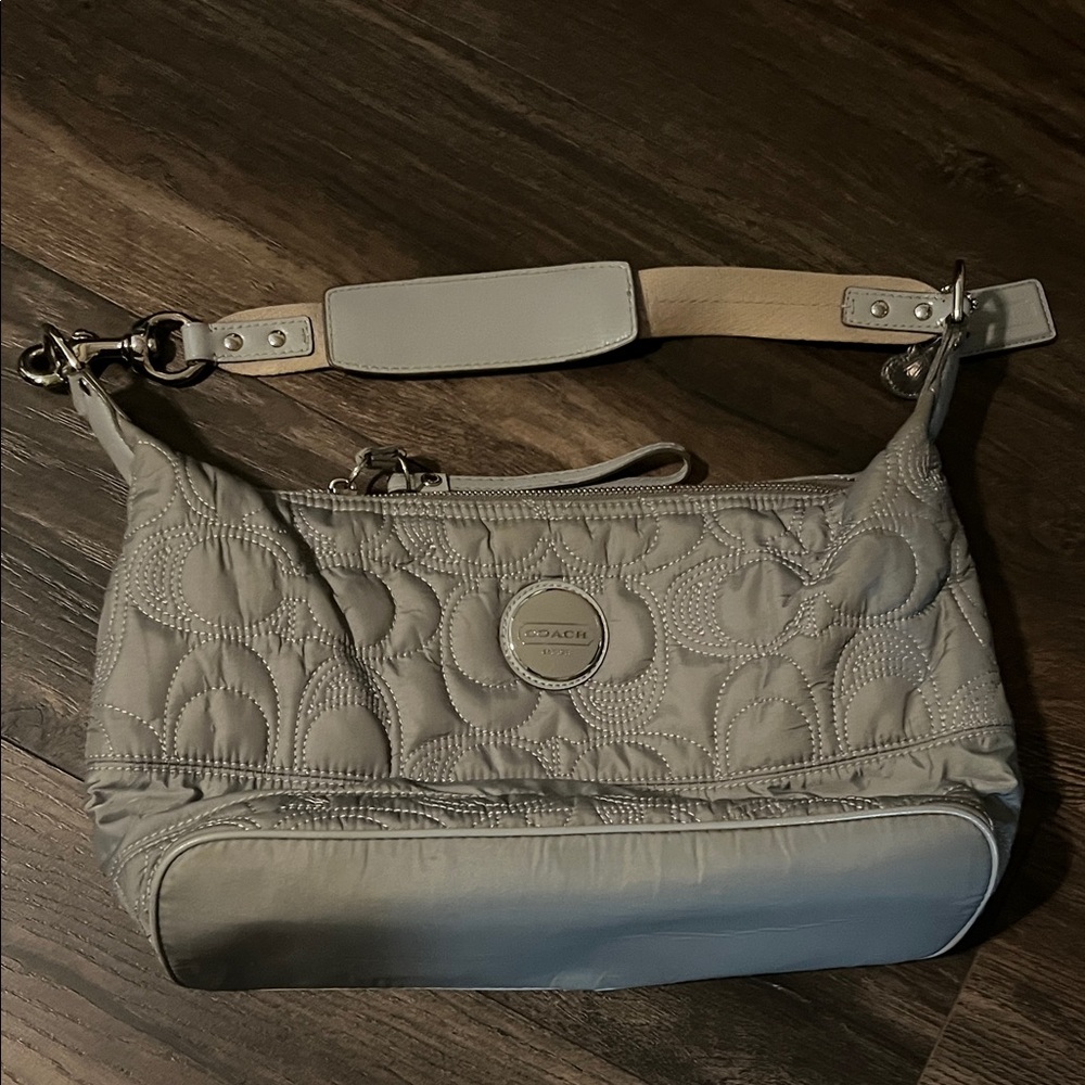 Coach Grey Quilted Shoulder Bag in a good condition